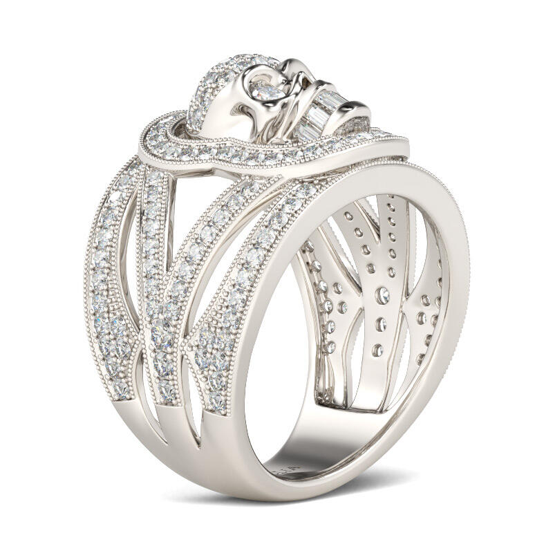 Jeulia Round Cut Sterling Silver Skull Ring