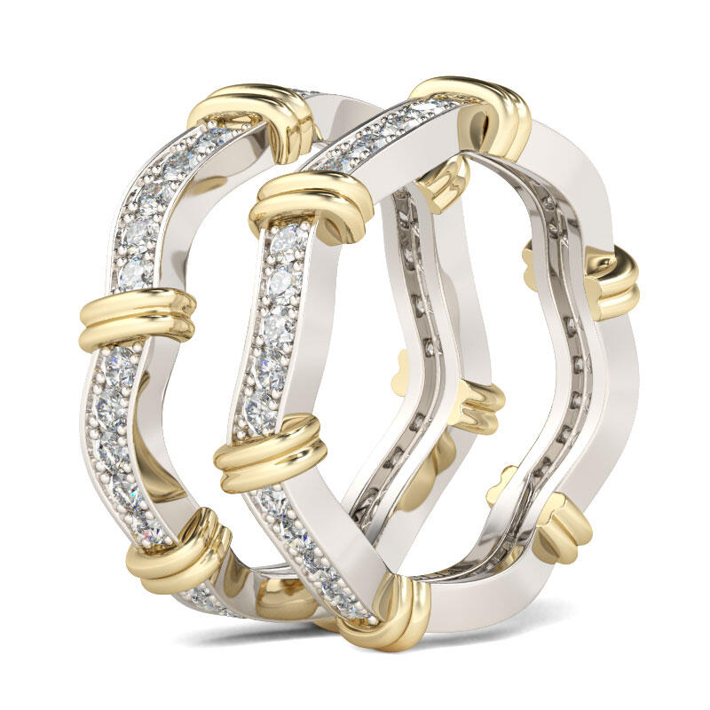 Jeulia Knot Round Cut Sterling Silver Women's Band