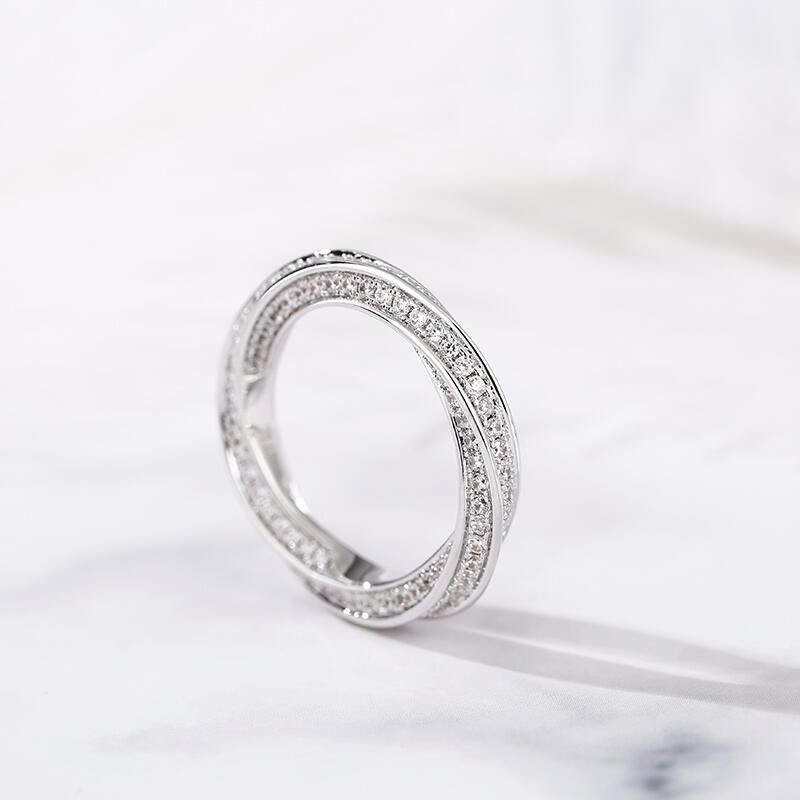 Jeulia Simple Twist Design Sterling Silver Women's Band