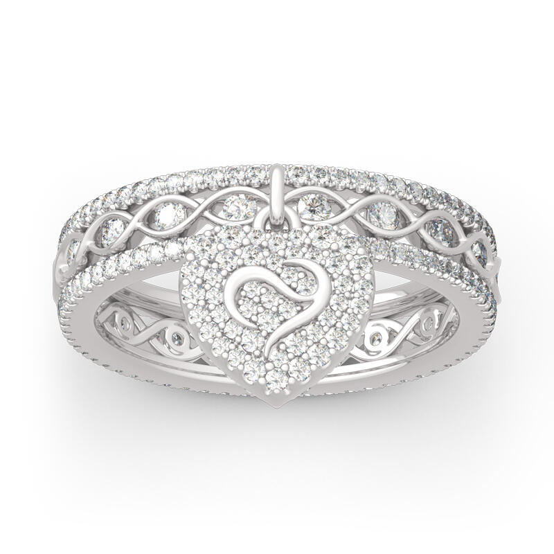 Jeulia Logo Shape Commemorative Heart Twist Sterling Silver Ring