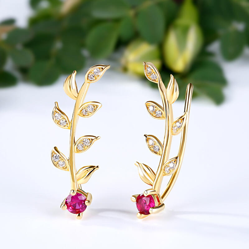 Jeulia Golden Leaves Earring Climber
