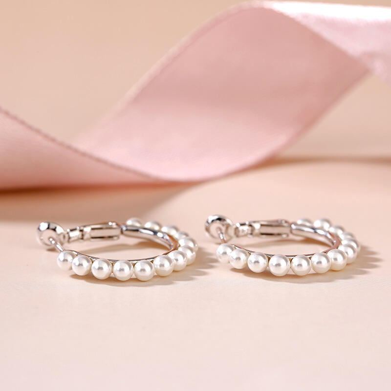 Jeulia Cultured Pearl Sterling Silver Hoop Earrings