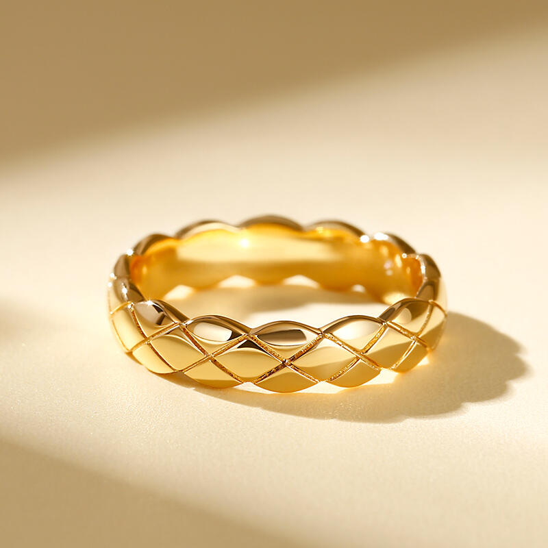 Jeulia "Eternal Promise" Geometric Design Sterling Silver Men's Band