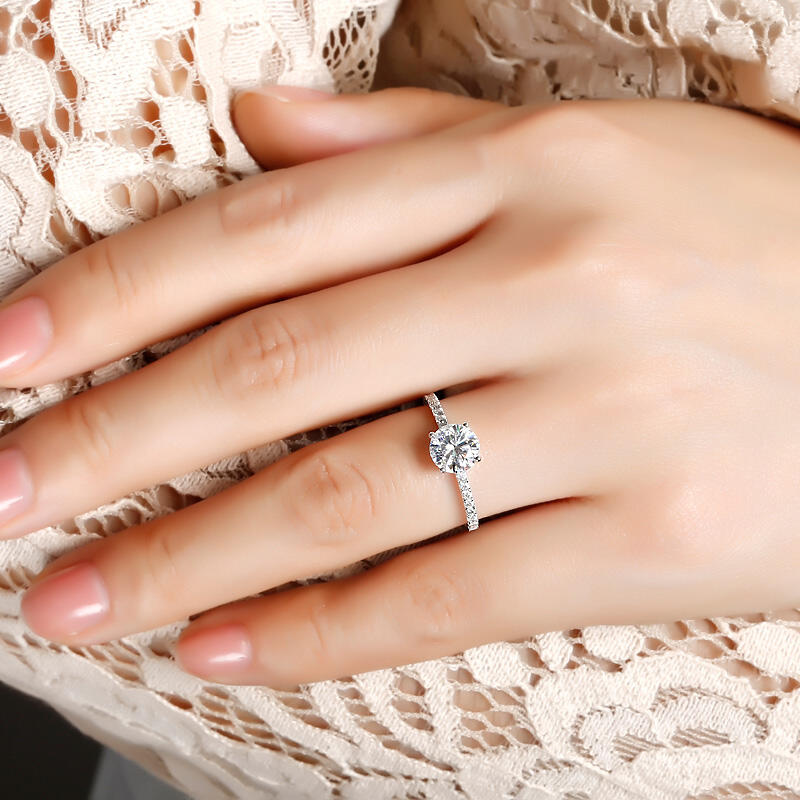 Jeulia Alliance Couple Femme 10K/14K/18K Or Platine Solitaire Moissanite Diamant Bague de Fiançailles Mariage