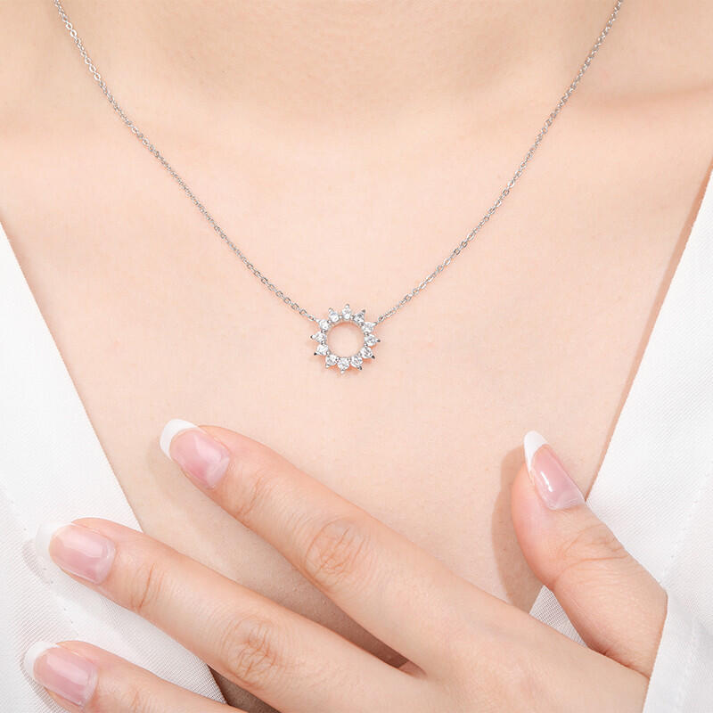 "Halo Of The Grace" Round Cut Cluster Necklace