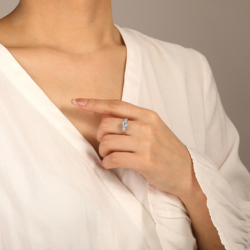 "One I Love"  Round Cut Three Stone Engagement Ring