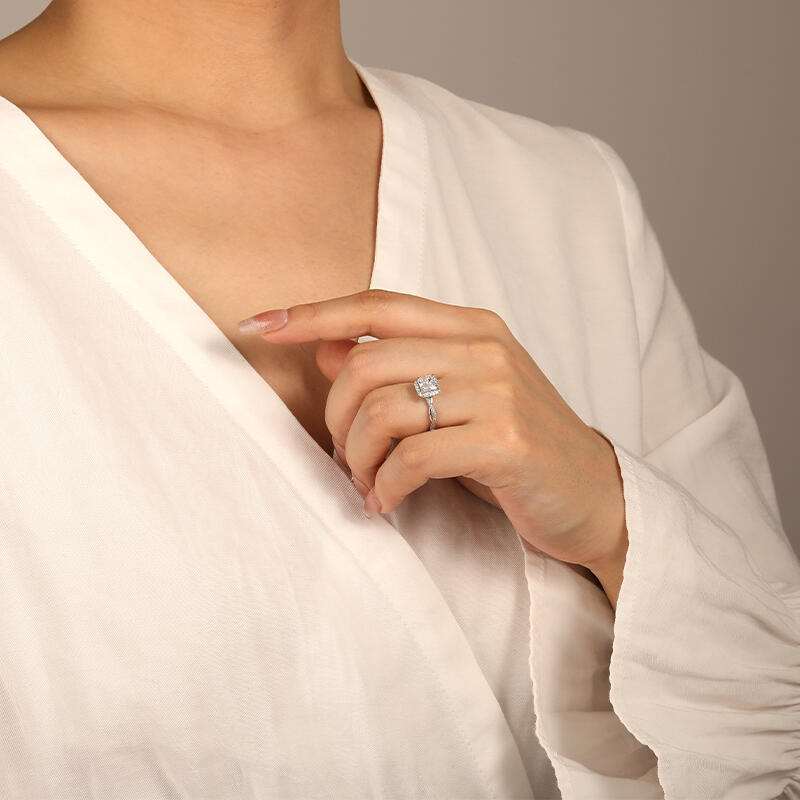 "Promise of Forever" Radiant Cut Halo Engagement Ring