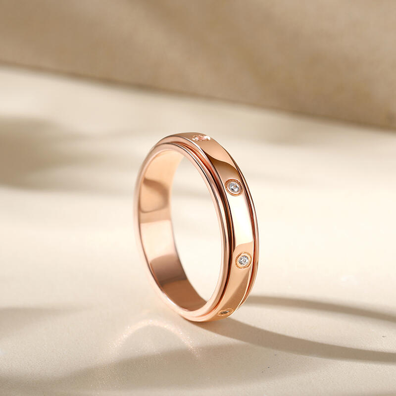 Jeulia Rotatable Round Cut Sterling Silver Spinner Women's Band