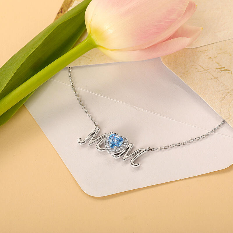 Jeulia Collar de Corazón con Piedra de Nacimiento para el Amor de Mamá