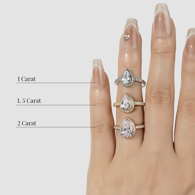 "With You by My Side" 1ct Pear Cut Halo Engagement Ring