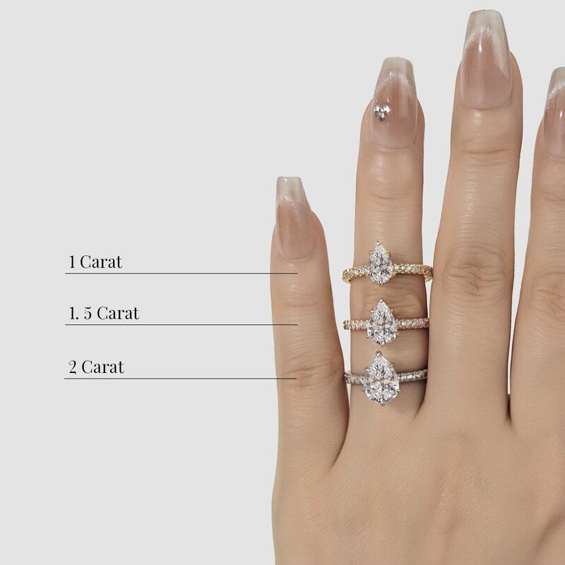 "My Soulmate" 2ct Pear Cut Side Stone Engagement Ring