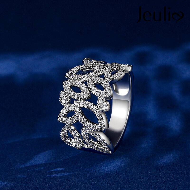 Jeulia Argolla de Pétalo con Hueco para Mujer de Plata de Ley