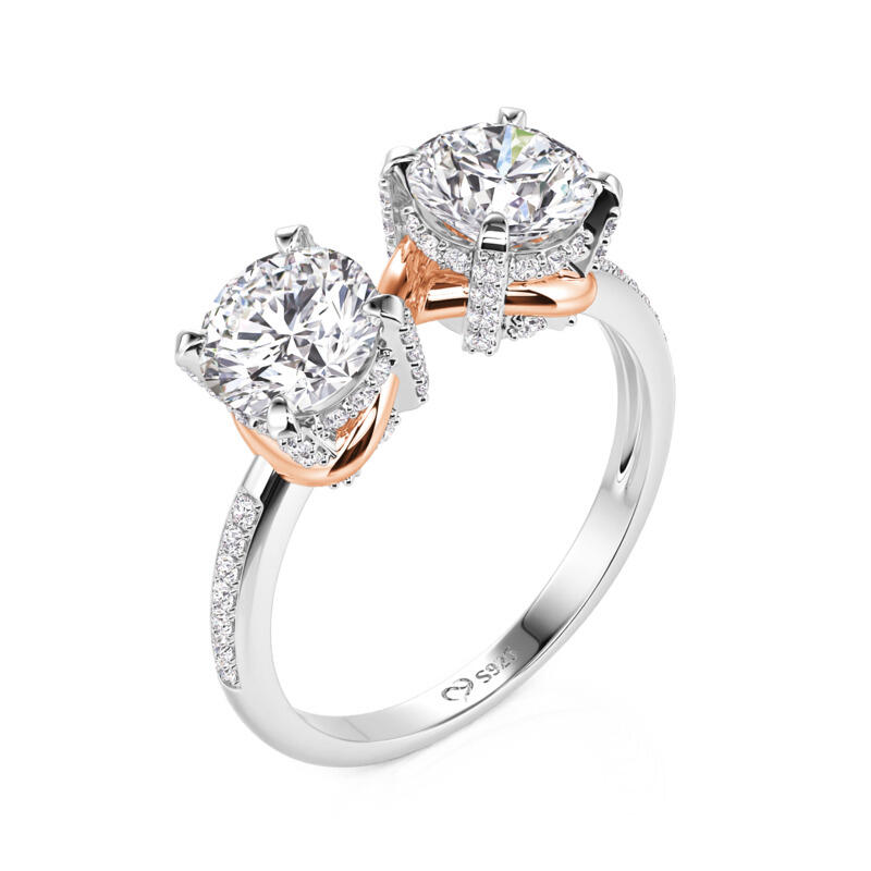 Jeulia Two Tone Two Stone Infinity Engagement Ring