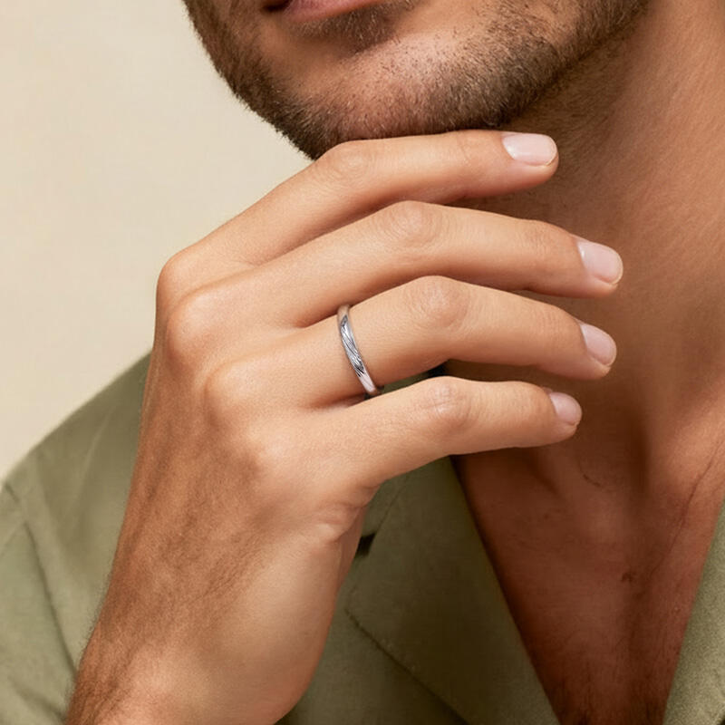 Jeulia Stylish Sterling Silver Men's Band