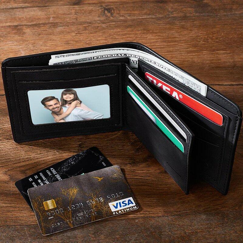 Personalized Double-Sided Photo Wallet-Gift For Him-Dad Carrying His daughter On His Back