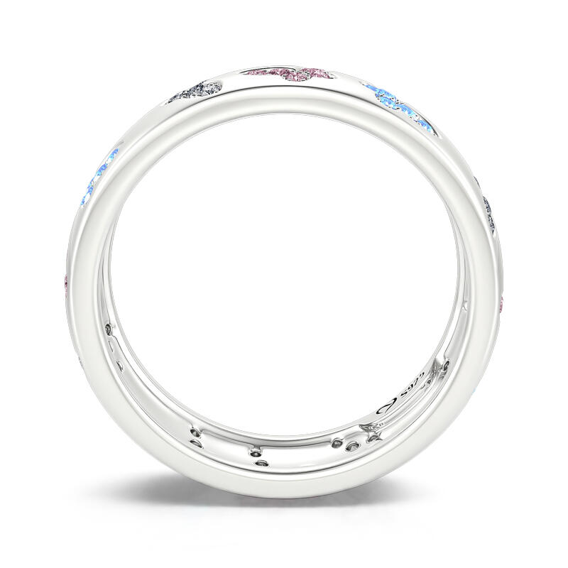 Jeulia "Colorful Sky" Butterfly Inlaid Sterling Silver Women's Band