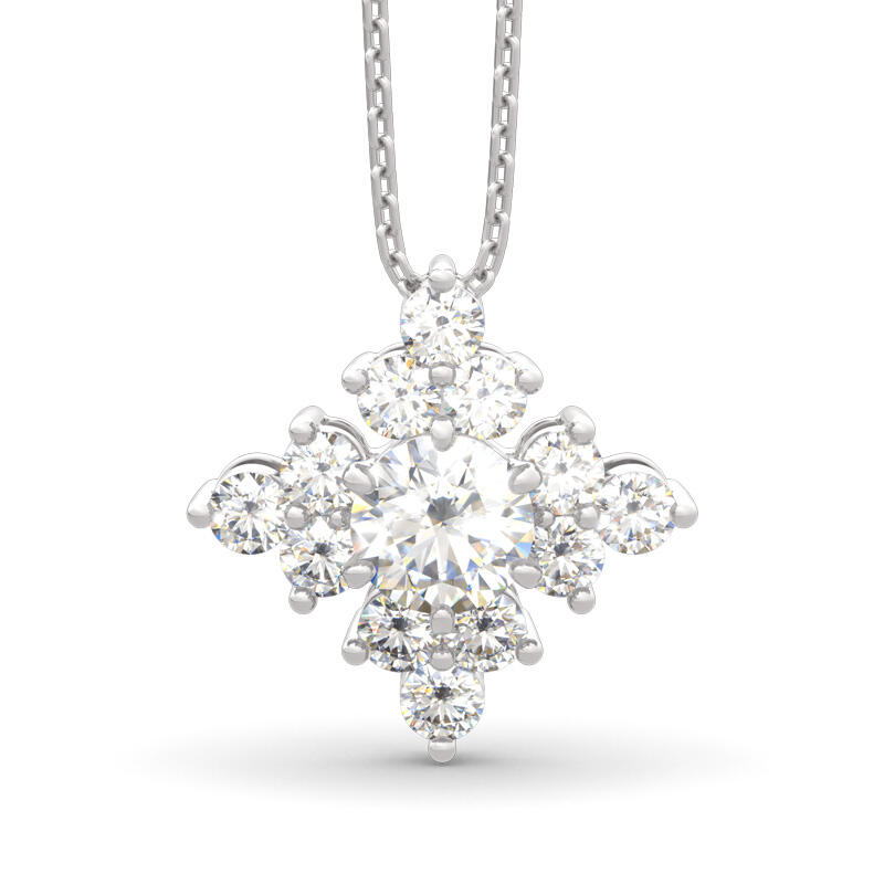 Jeulia Funkelnd Cluster Rundschliff Sterling Silber Halskette