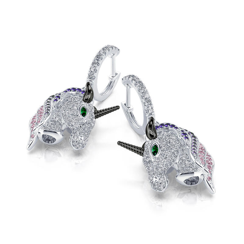 Jeulia "Dreams Come Ture" Unicorn Sterling Silver Earrings