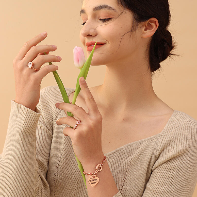 Jeulia Heart Personalized Sterling Silver Bracelet