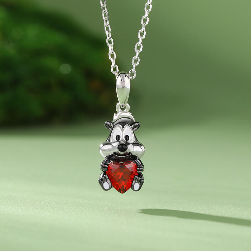 Jeulia Hug Me "Romantic Skunk" Heart Cut Sterling Silver Necklace
