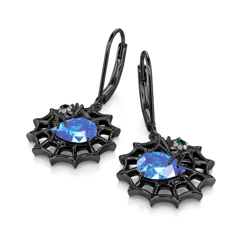 Jeulia Brincos de prata esterlina com corte de pera e teia de aranha