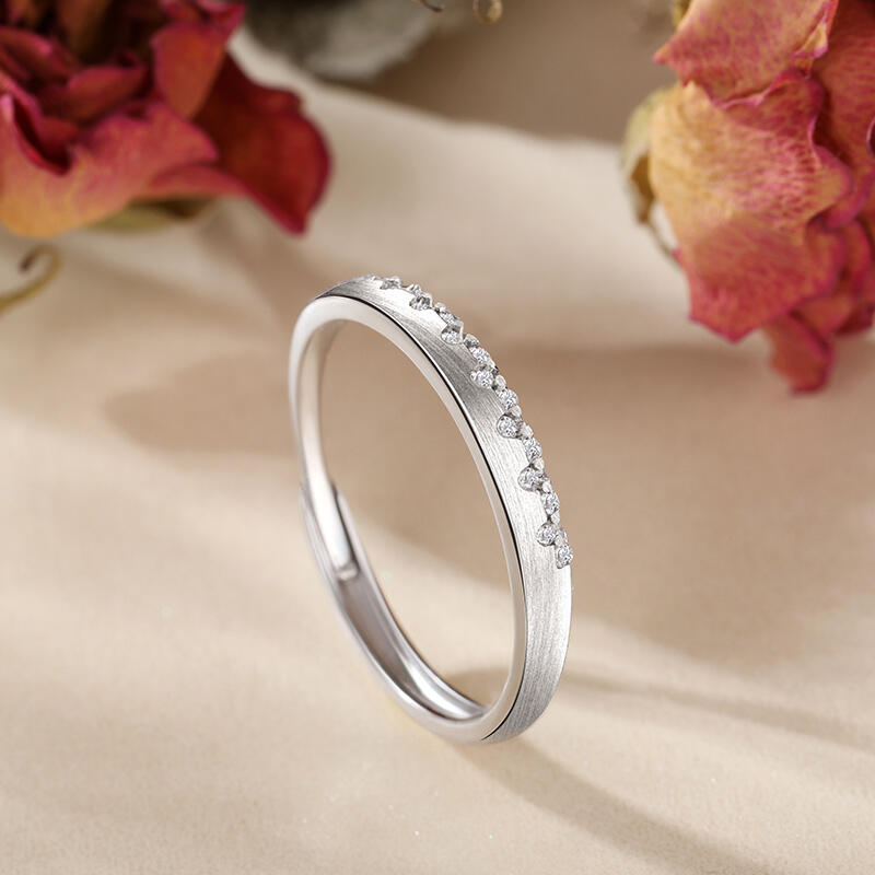 Jeulia Simple Round Cut Sterling Silver Adjustable Women's Band