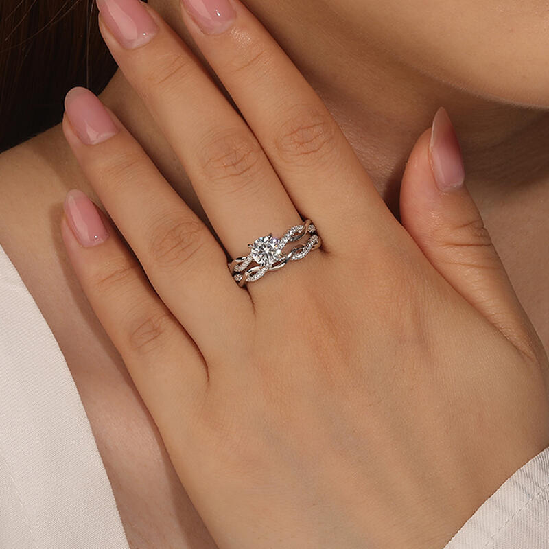 Jeulia Ensemble de bagues Torsade Coupe ronde Argent Sterling