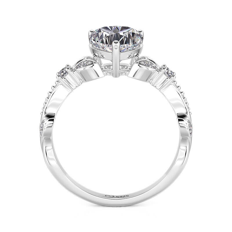 Jeulia Fine Vine Heart Engagement Ring Sterling Sliver
