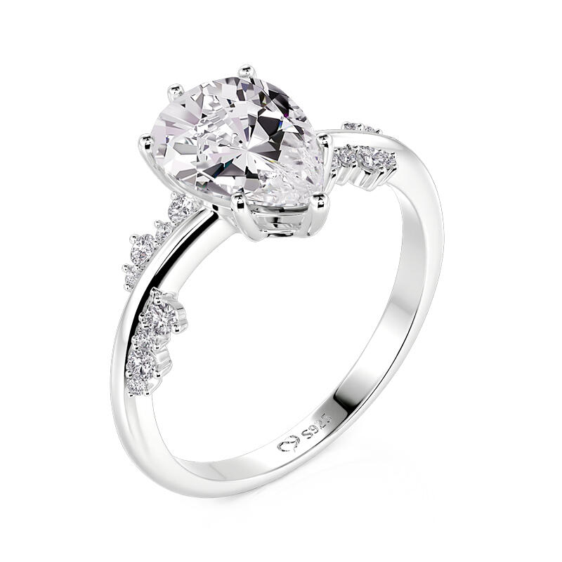 Jeulia Bague de Fiançailles Solitaire Poire en Argent Sterling