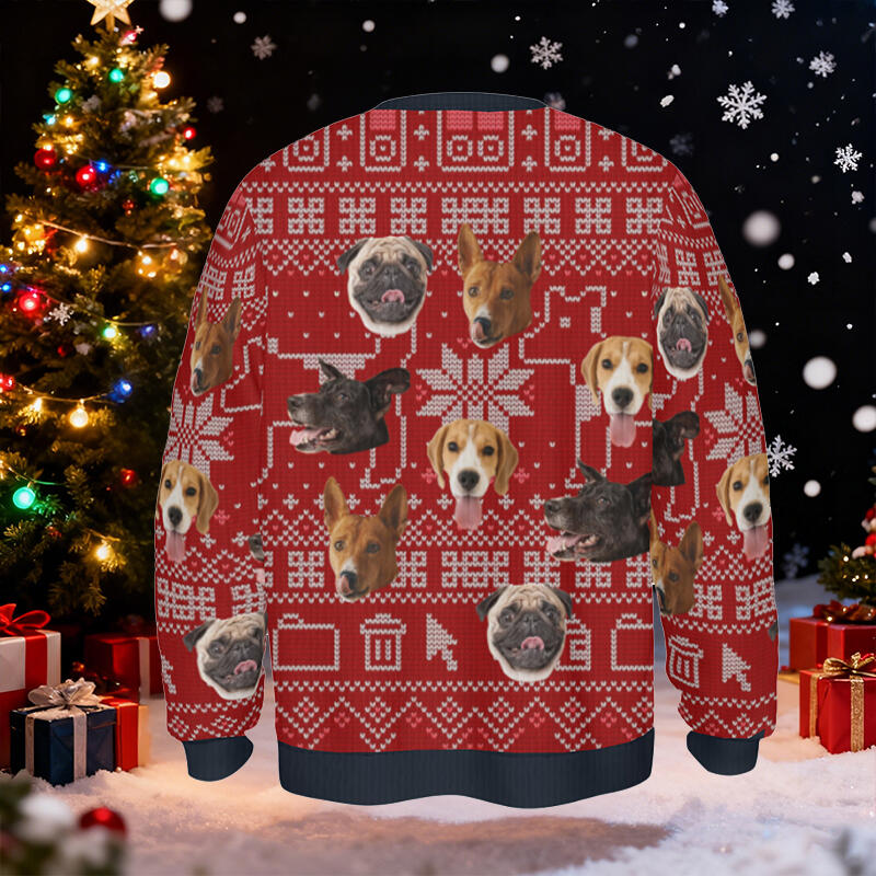 Gepersonaliseerde lelijke trui Unisex Aangepaste foto Hondenhoofd Schattig kerstcadeau voor dierenliefhebbers