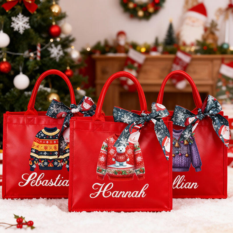 Personalized Name Christmas Gift Bags Unique Pattern Design Perfect Present for Family