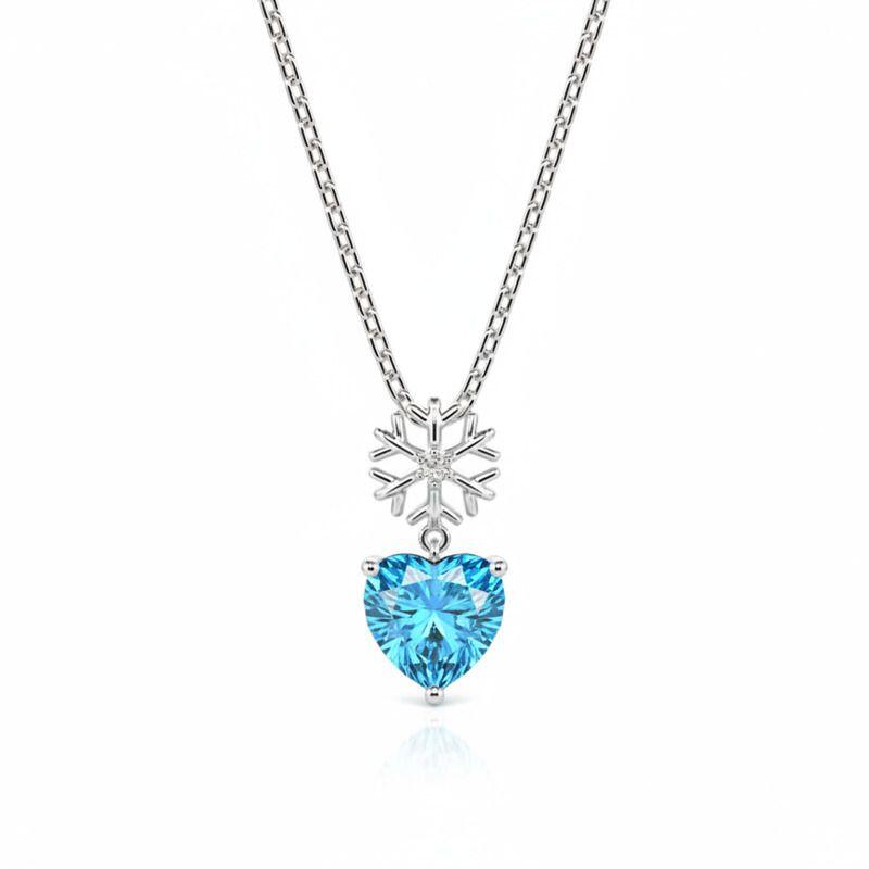 Jeulia Custom Snowflake Heart Birthstone Necklace