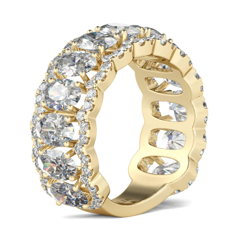 Jeulia Gold Tone Oval Cut Sterling Silver Women's Band