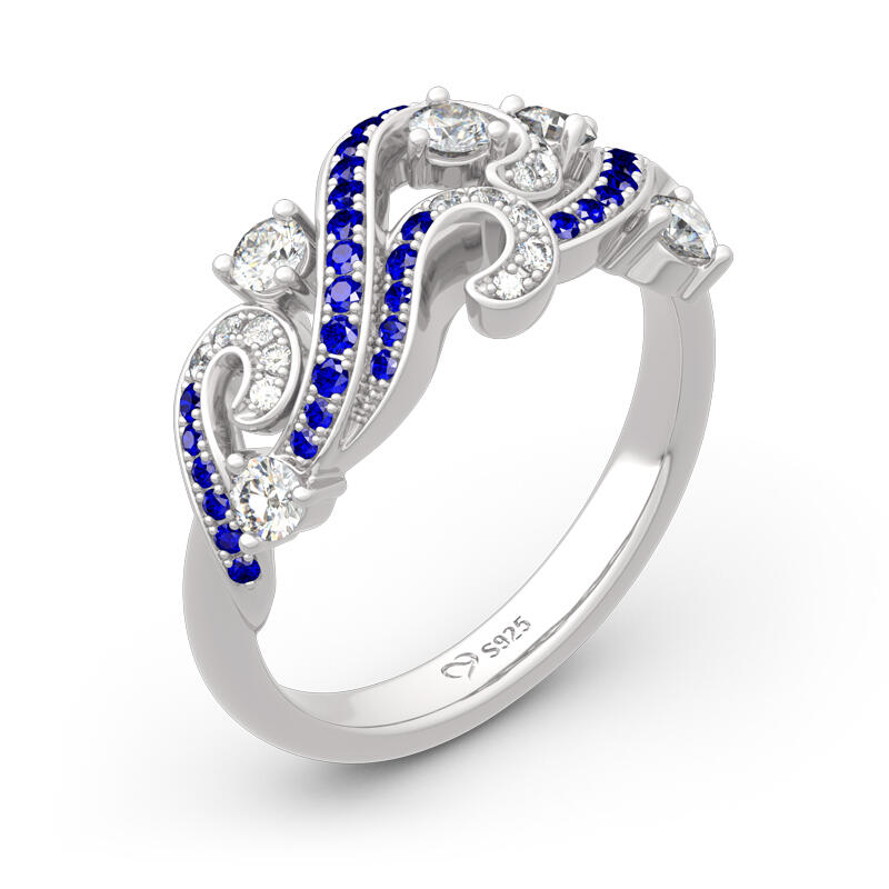 Jeulia "Life Reminder" Ocean Waves Design Sterling Silver Ring