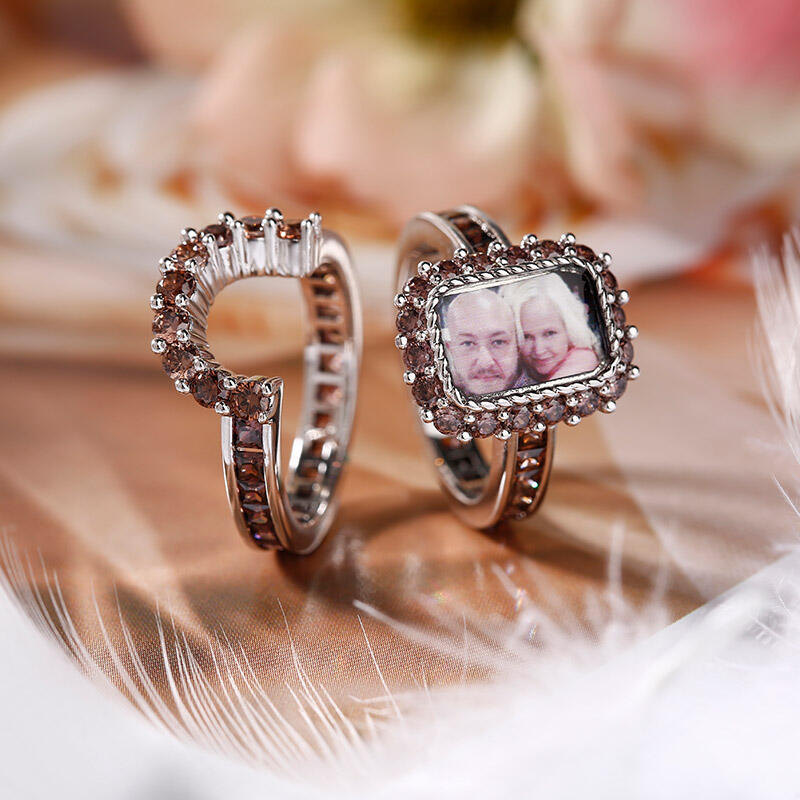 Jeulia "You Are Unique" Sterling Silver Personalized Photo Ring