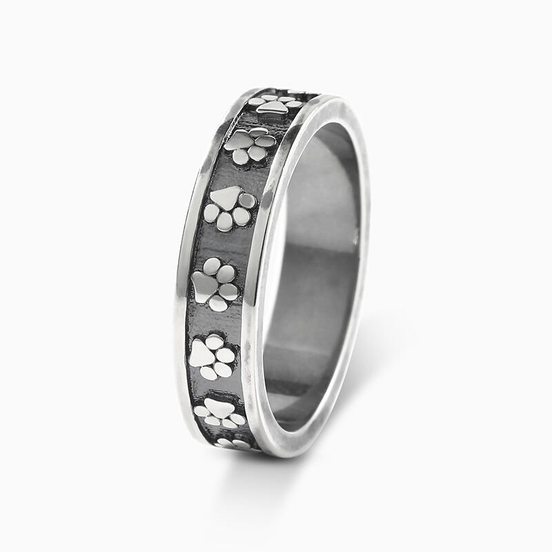 Jeulia Anillo precioso de huella de animal de plata de ley