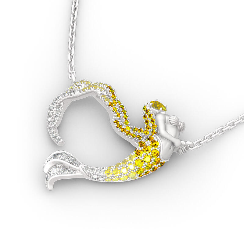 Jeulia "Ocean's Light" Sterling Silver Mermaid Gift Necklace for Valentine's Day