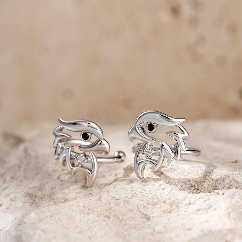 Jeulia "King of Birds" Eagle Sterling Silver Clip Earrings