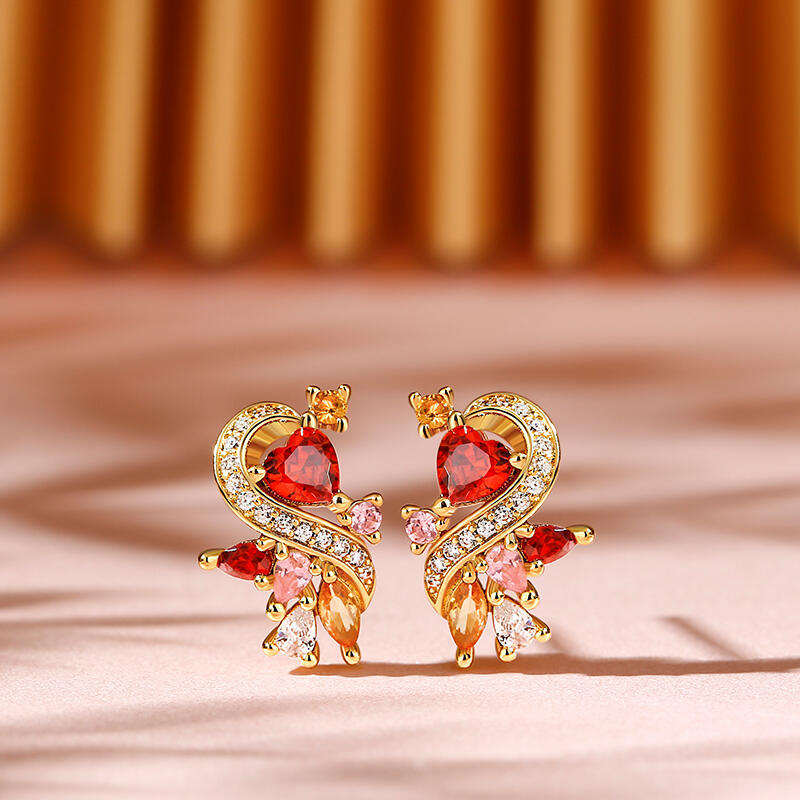 Jeulia "You Make My Heart Full" Heart Sterling Silver Stud Earrings