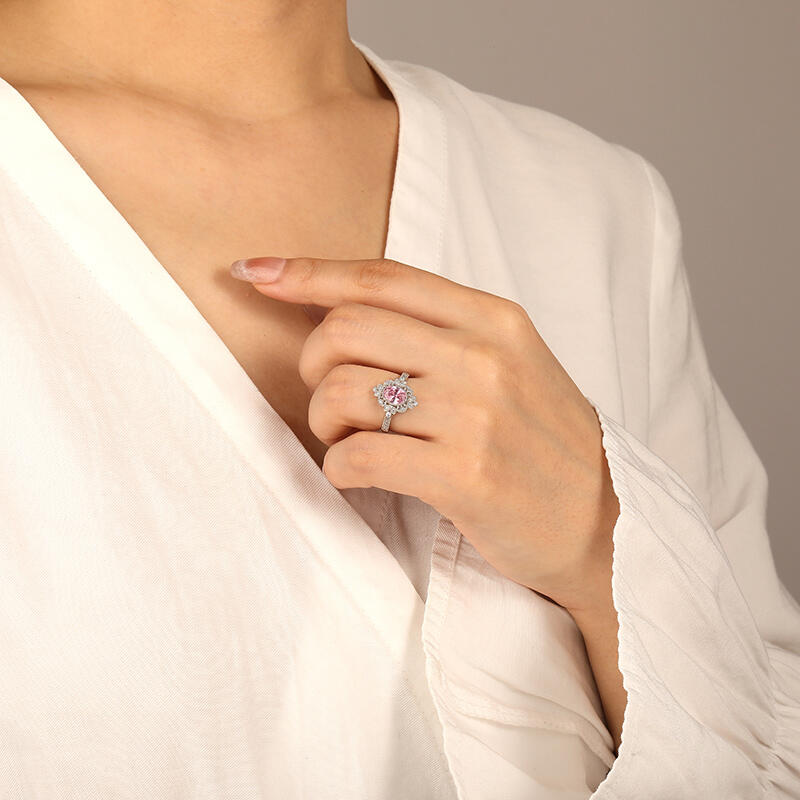 "Flower In The Mirror" Oval Cut Halo Engagement Ring