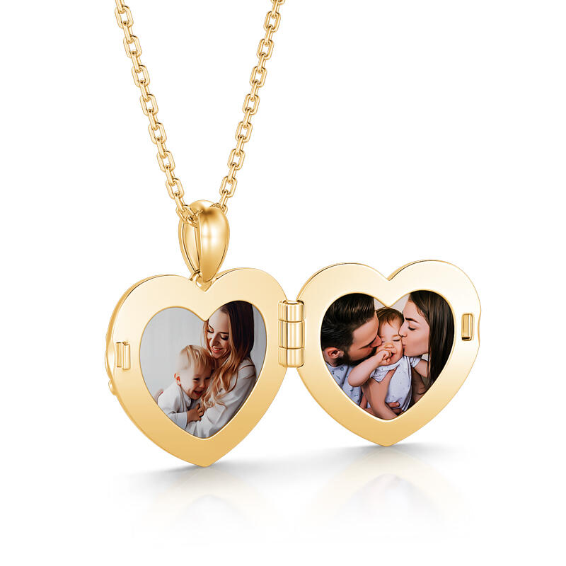 Jeulia Vintage Heart Personalized Photo Sterling Silver Locket Necklace