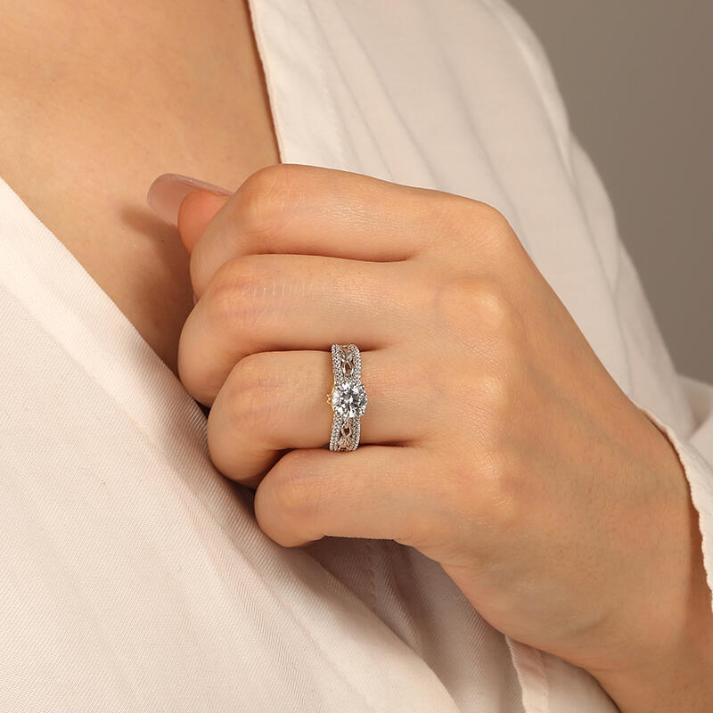 "When God Made You" Round Cut Side Stone Engagement Ring