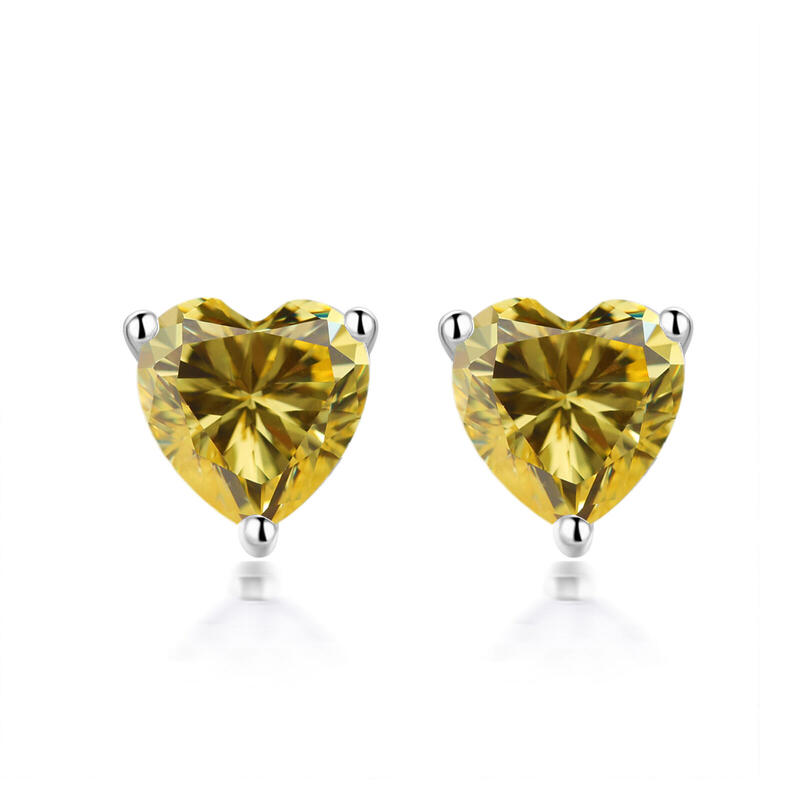 Jeulia Boucles d'Oreilles Clous de Cœur Solitaires Simples avec Pierre de Naissance