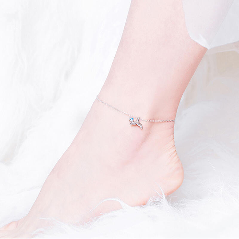 Jeulia Simple Mermaid Tail Sterling Silver Anklet