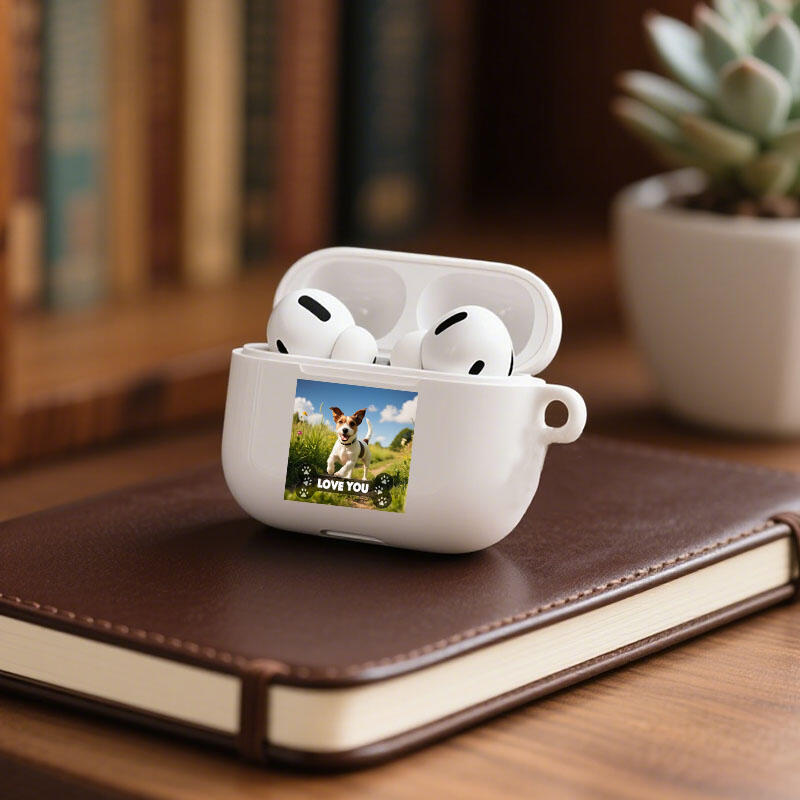 Personalized Picture Airpods Earphone Case with Custom Text And Paw Print Pattern Cute Gift for Pet Lover