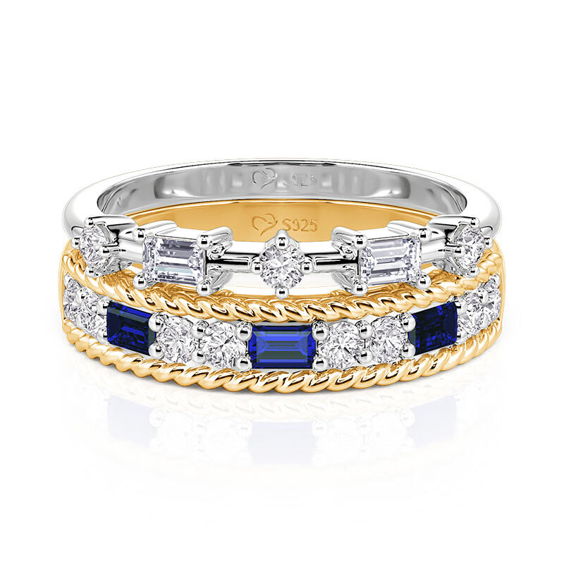 Jeulia Everyday Two Tone Rope Twisted Engagement Ring Set 2PCS