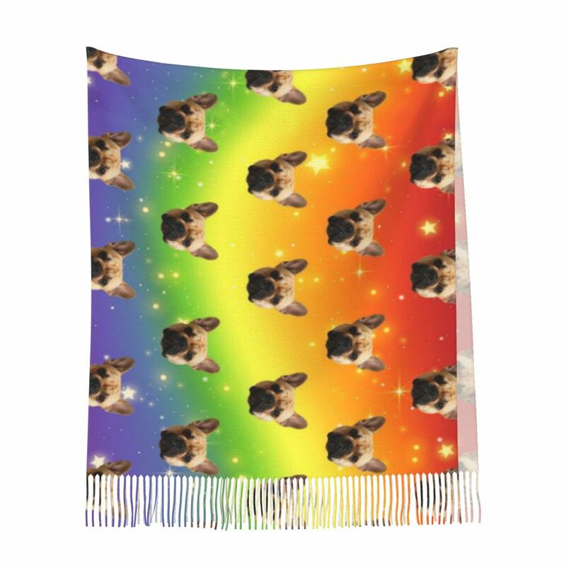 Anpassad halsduk med foto på husdjur Regnbågsfärgad valphalsduk Nyårspresent till djurälskare