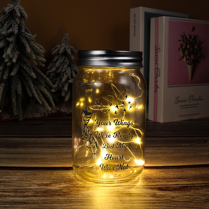 Custom Memorial Jar Night Light Solar-Powered Wishing Bottle Christmas Ornament for Family