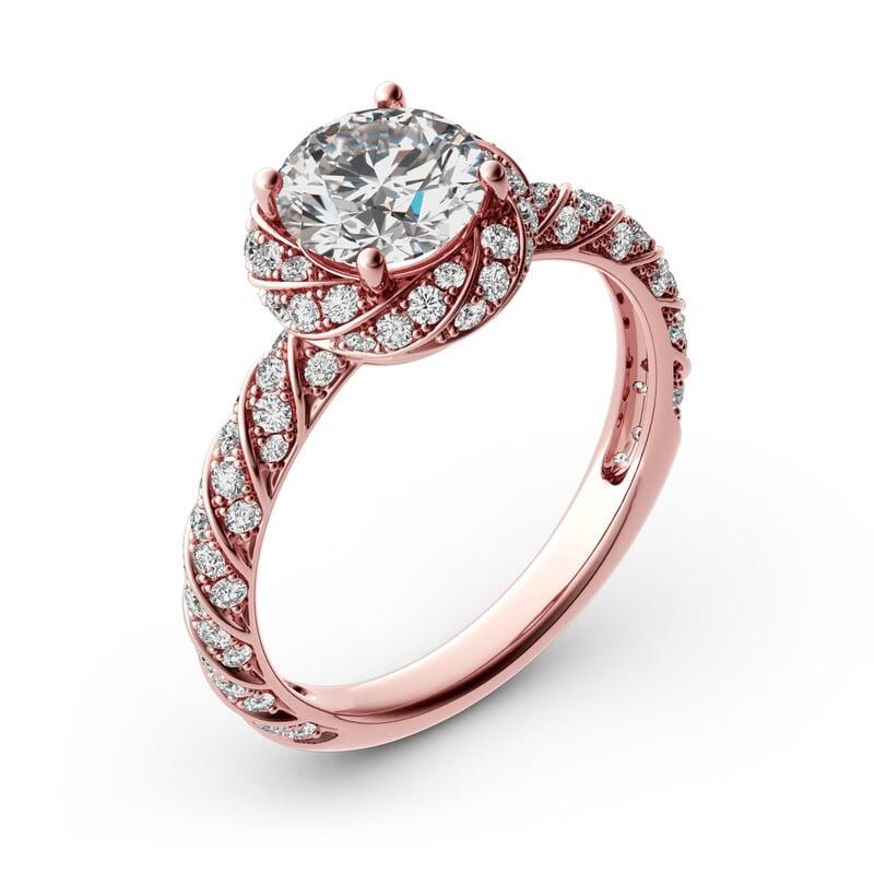 Jeulia Floral Halo Round Cut Sterling Silver Ring