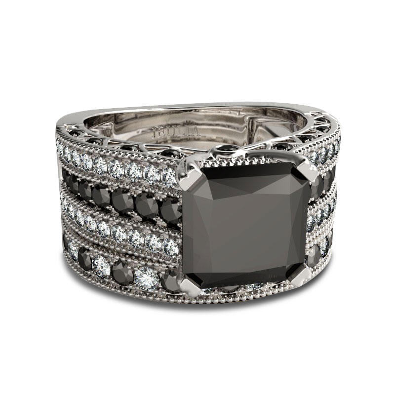 Jeulia Princess Cut Sterling Silver Ring Set